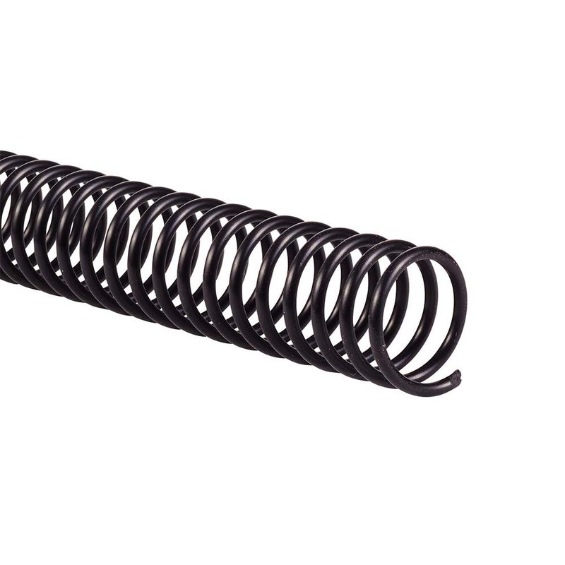 GBC Binding Spines/Spirals/Coils, 16mm, 125 Sheet Capacity, 4:1 Pitch, Color Coil, Black, 100 Pack (9665070) - Image 1